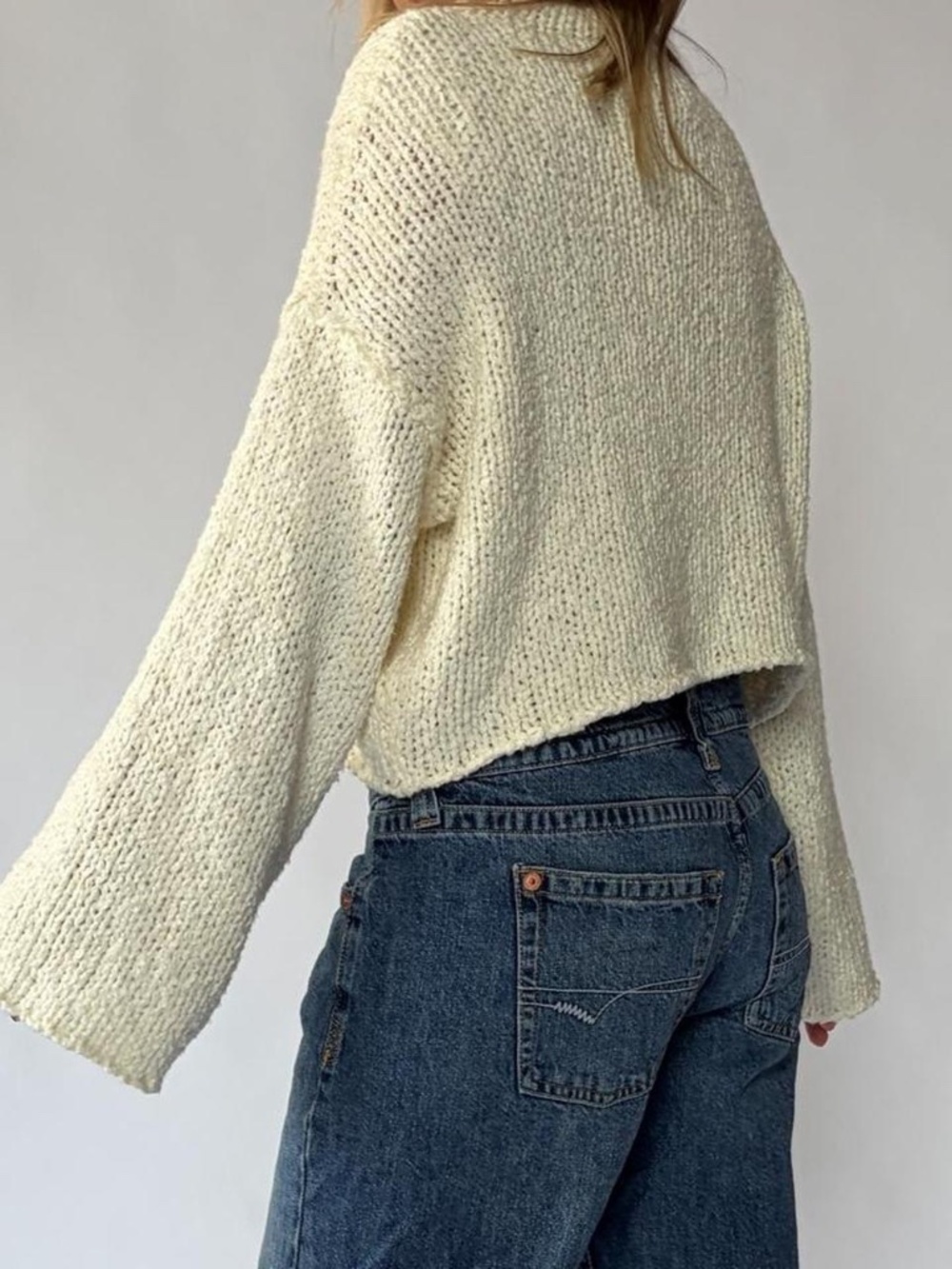 Anthropologie Bell Sleeve Knit Sweater Medium Cream - Picture 6 of 7